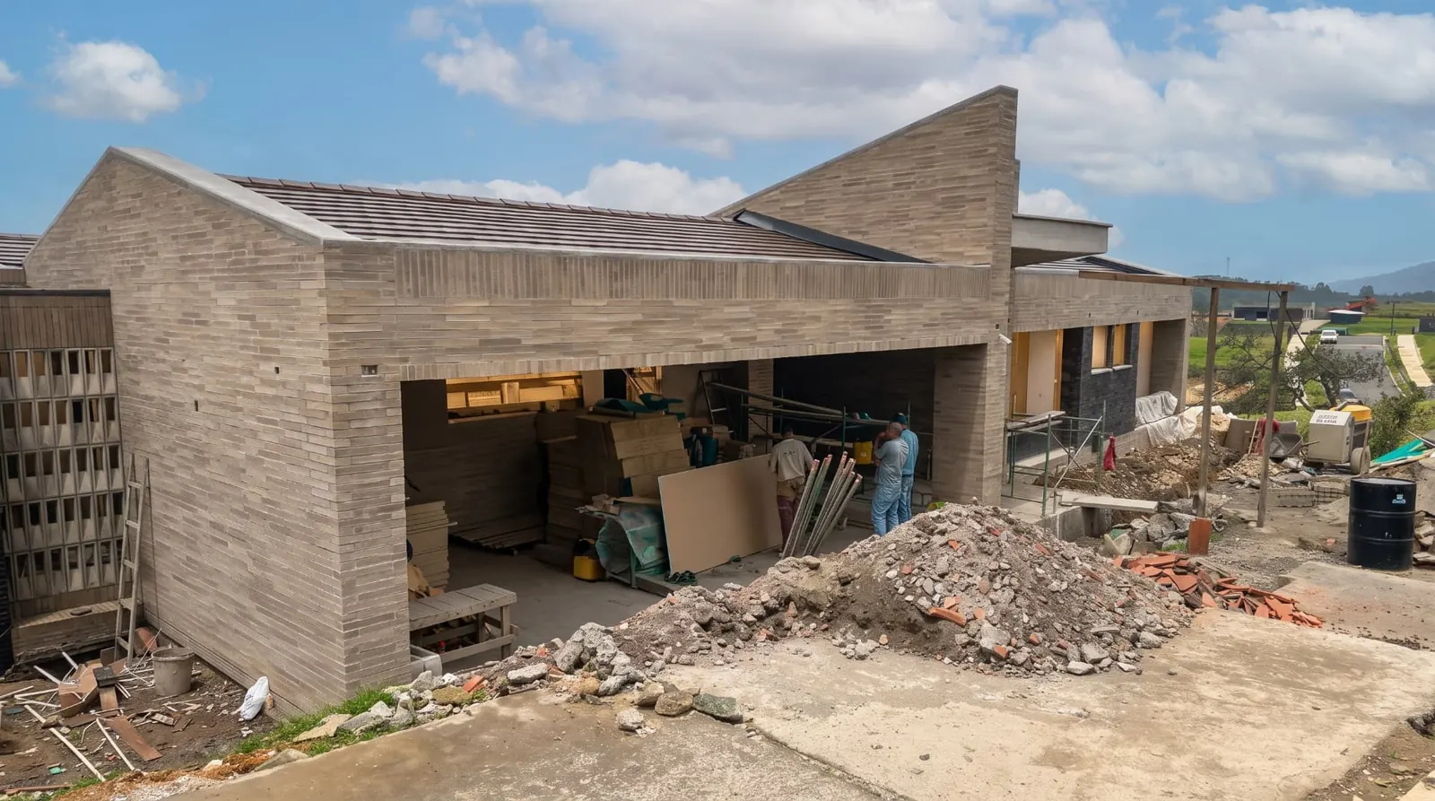 Casa en ladrillo a la vista sobre ladera