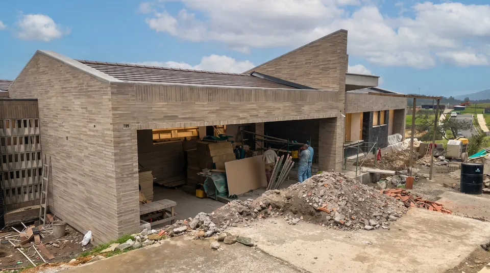 Casa en ladrillo a la vista sobre ladera